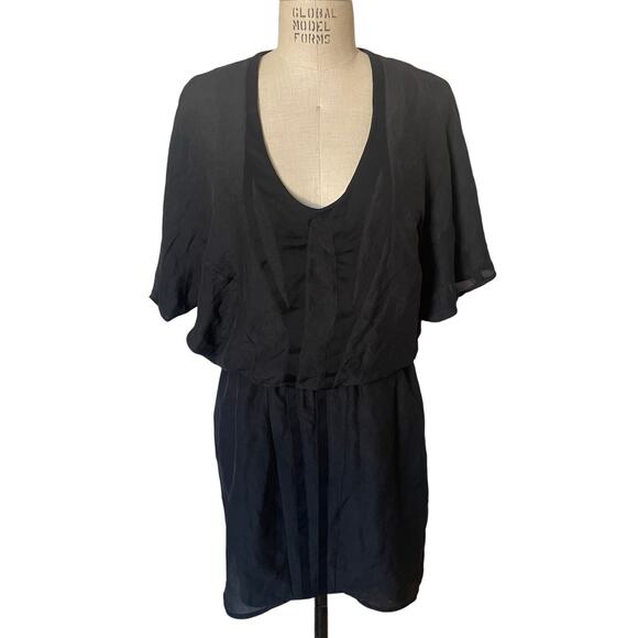 HELMUT LANG Black Blouson Minimalist Short Sleeve Dress Size 8 - Picture 1 of 8